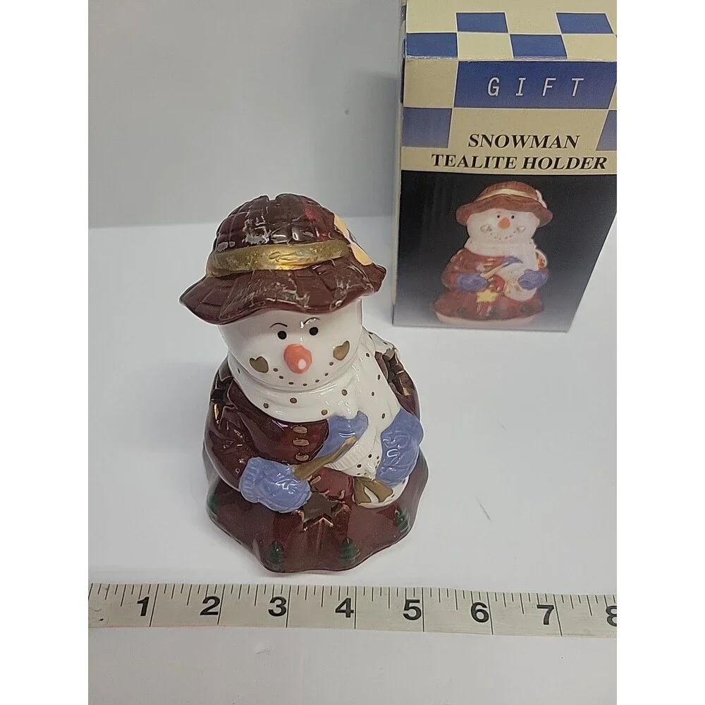 Ceramic‎ Snowman Votive Tea Light Figurine